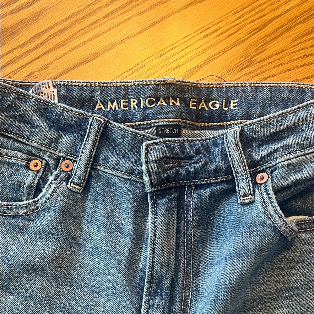American Eagle Dreamy Drape Stretch Super High Waisted Baggy Wide Leg Jean - Picture 10 of 14